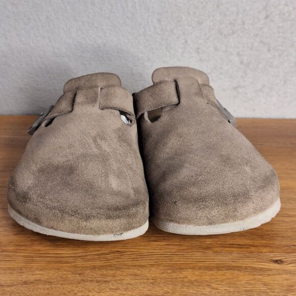 Birkenstock Boston Unisex 41 EU Taupe Suede Clogs Slip On Comfort Shoes - Picture 2 of 16